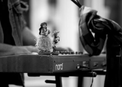 A bit of levity atop the Honeyrunners' keyboard. Photo: Will Skol
